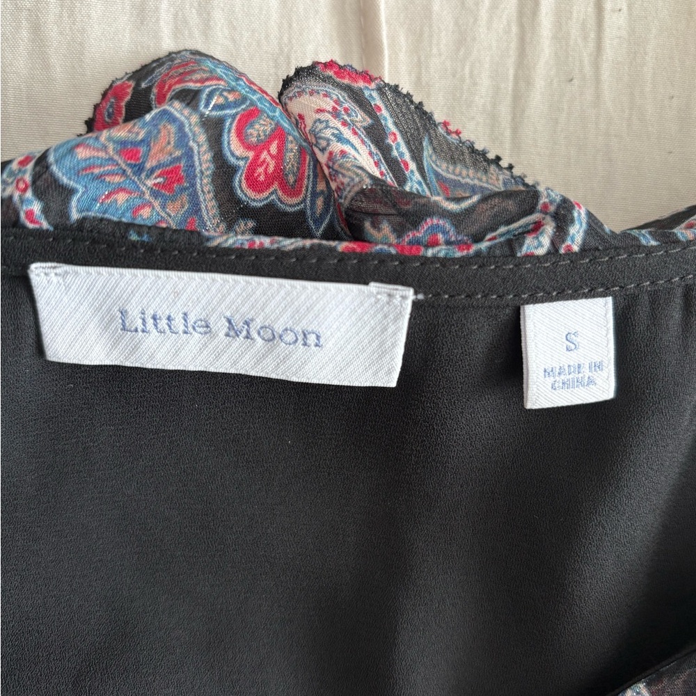 Little Moon Paisley Ruffle Mini Dress Size S Boho Long Sleeve Aritzia - Picture 5 of 6